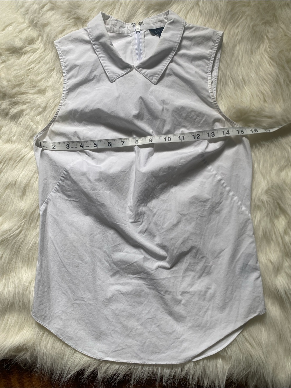 Armani Exchange White Sleeveless Collared Camisole